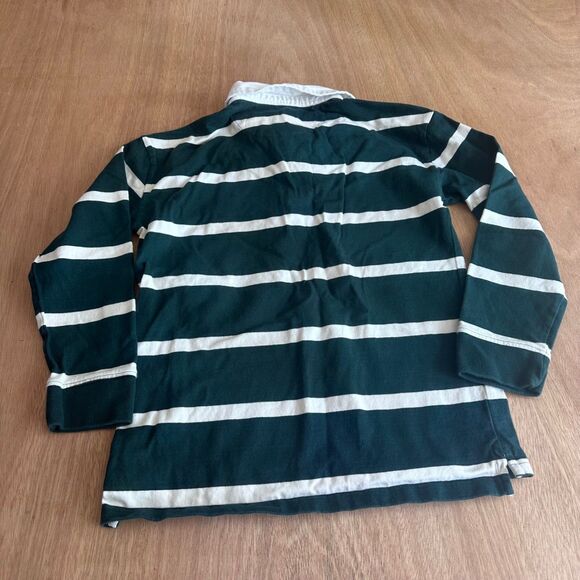 Old Navy Boys XL 14-16 Rugby Polo Shirt Green White Long Sleeve Cotton - Picture 2 of 4
